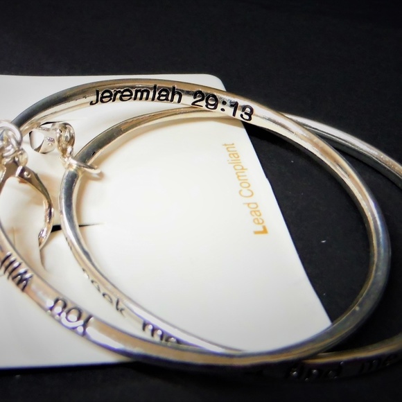 Jeremiah 29:13 Inscribed Hoop Earrings - Picture 2 of 2